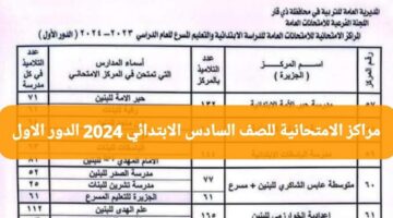 المراكز الامتحانية للصف السادس الخارجي 2024 الدور الأول في جميع المحافظات العراقية PDF