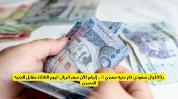 100 ريال سعودي كام جنيه مصري !! .. إليكم الآن سعر الريال اليوم الثلاثاء مقابل الجنيه المصري